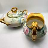 Jean Pouyat (JP) & France Limoges
Hand-Painted Sugar Bowl and Creamer Set - Image 2