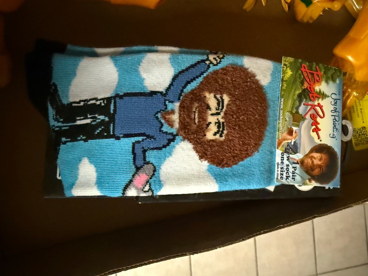 Bob Ross Happy Little Clouds Crew Socks
