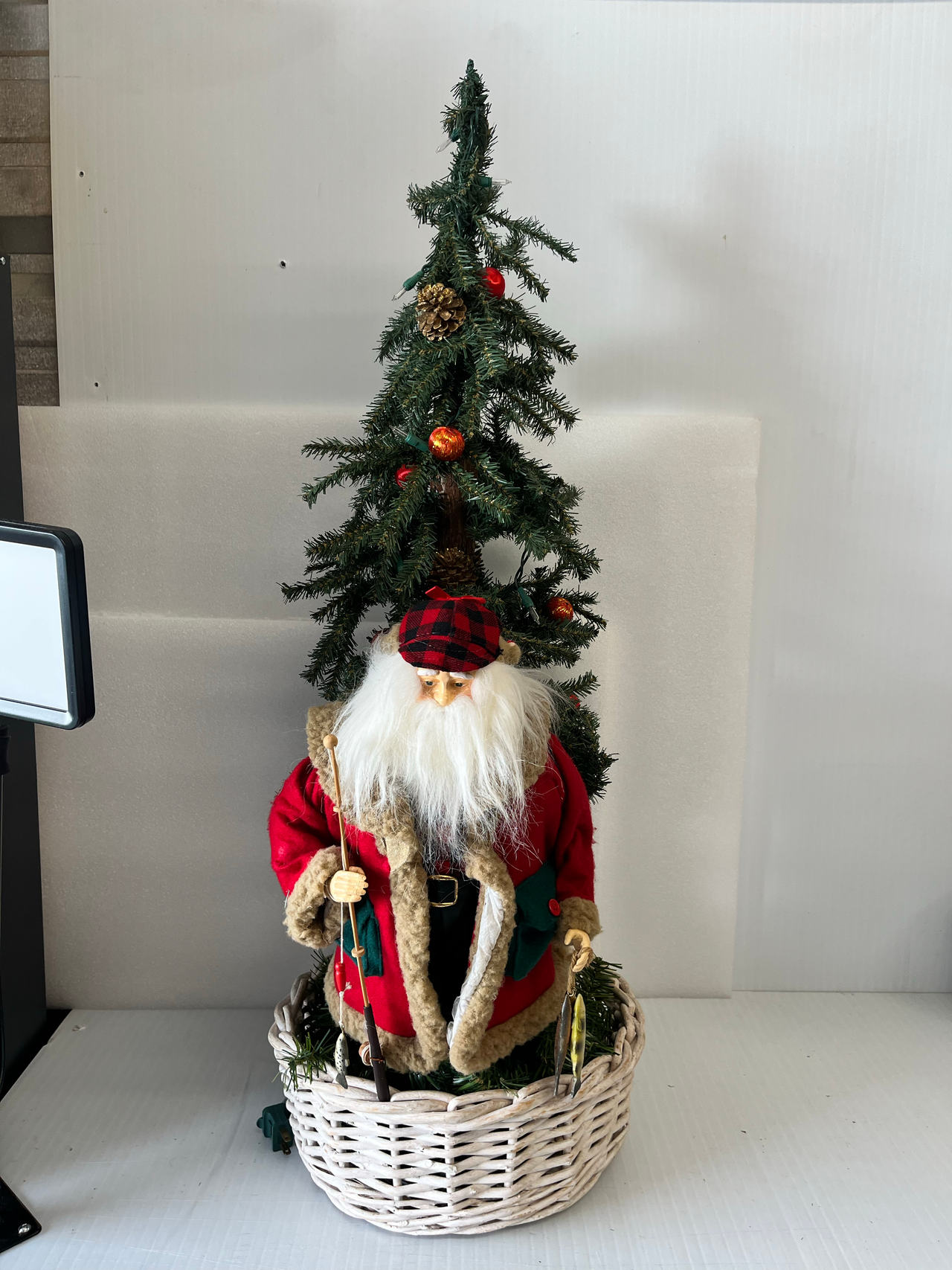 Holiday Living Animated Fishing Santa with Tree in Basket