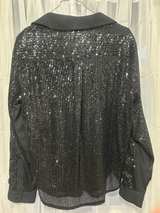 Torrid Black Sequin Button-Up Shirt - Image 3