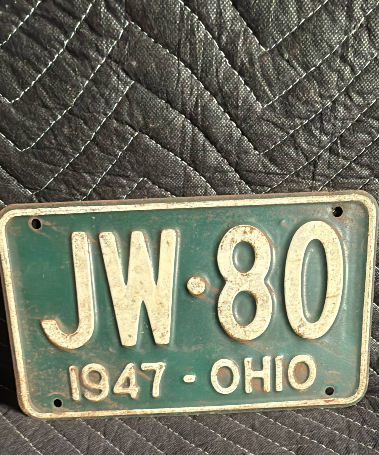 1947 Ohio License Plate JW-80