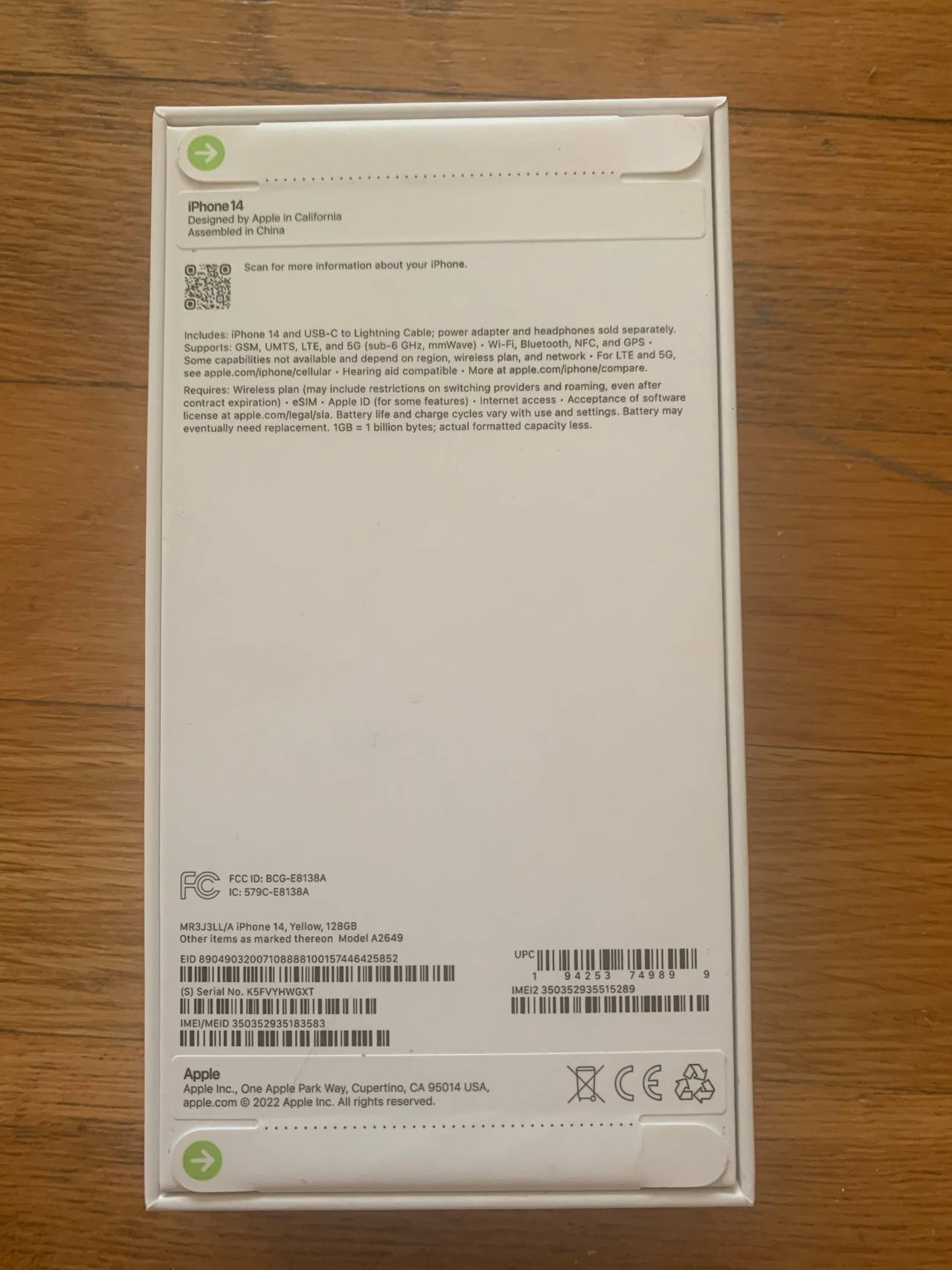 Apple iPhone 14 128GB Yellow