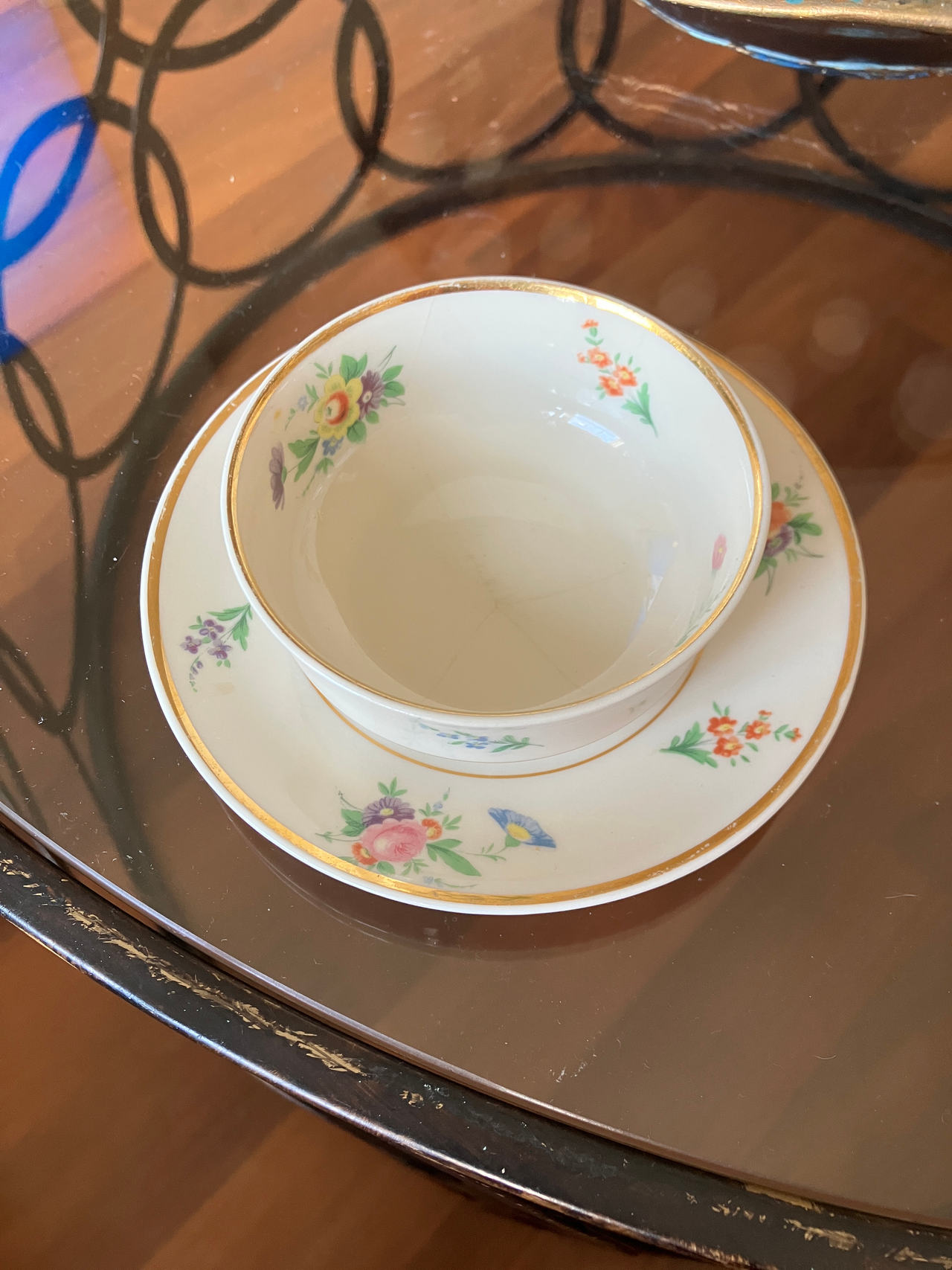 Vintage Floral Porcelain Teacup and Saucer