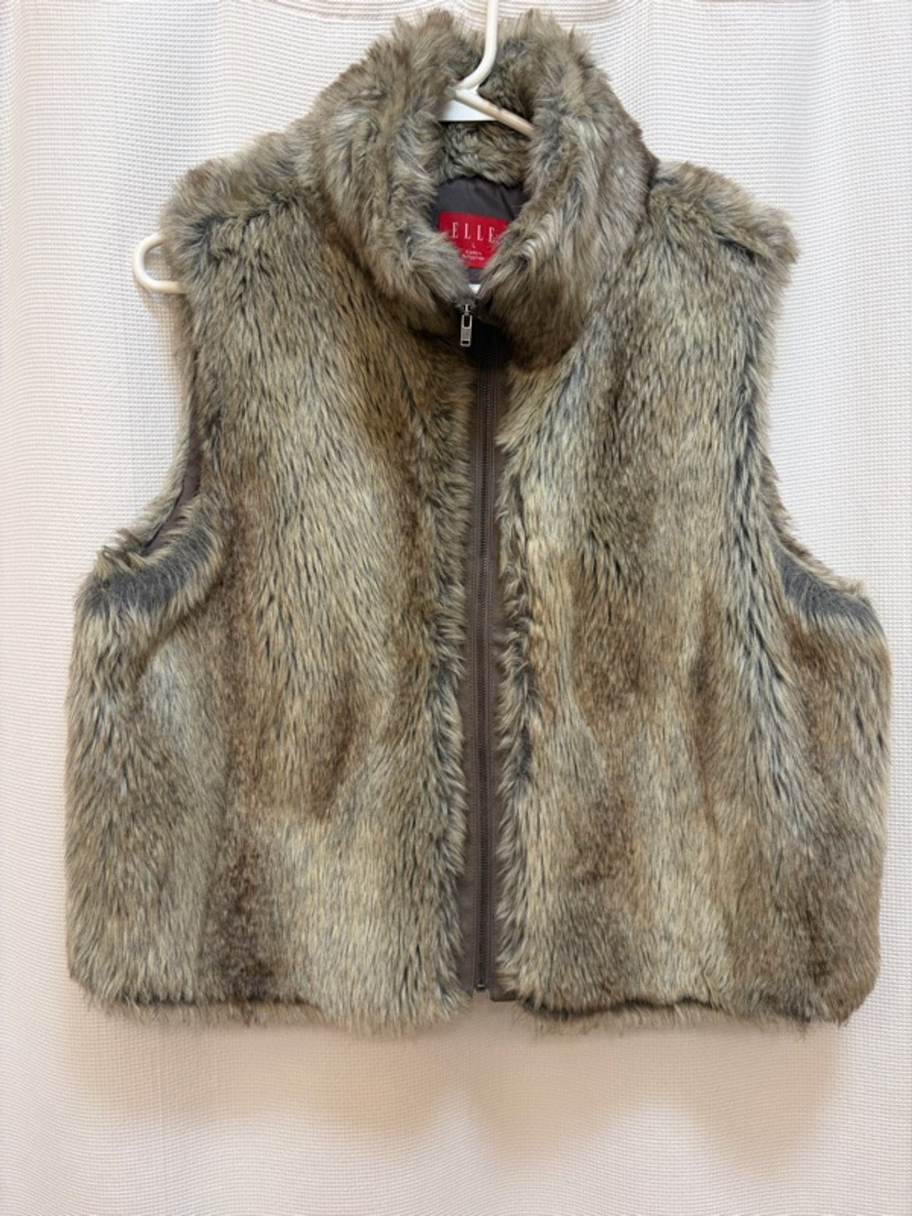 Elle Faux Fur Reversible Zip Vest Brown