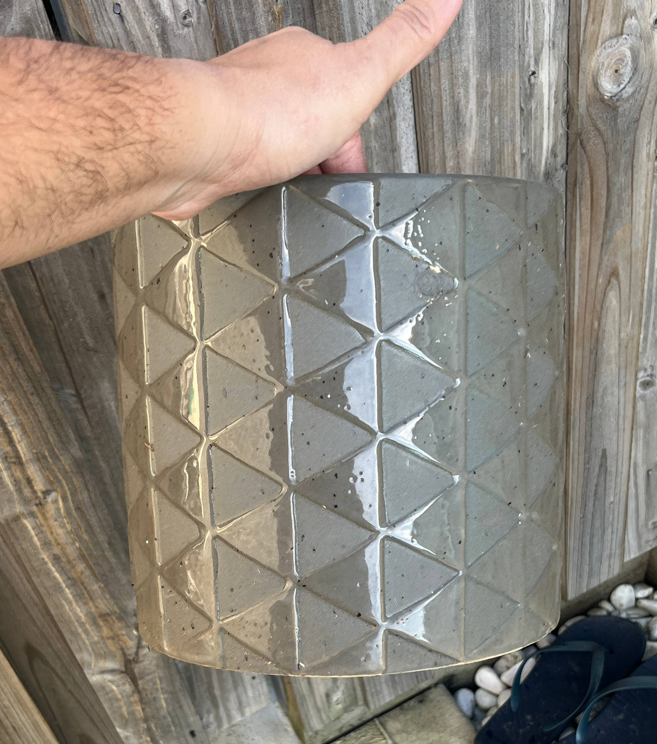 Kmart Geometric Ceramic Planter Grey