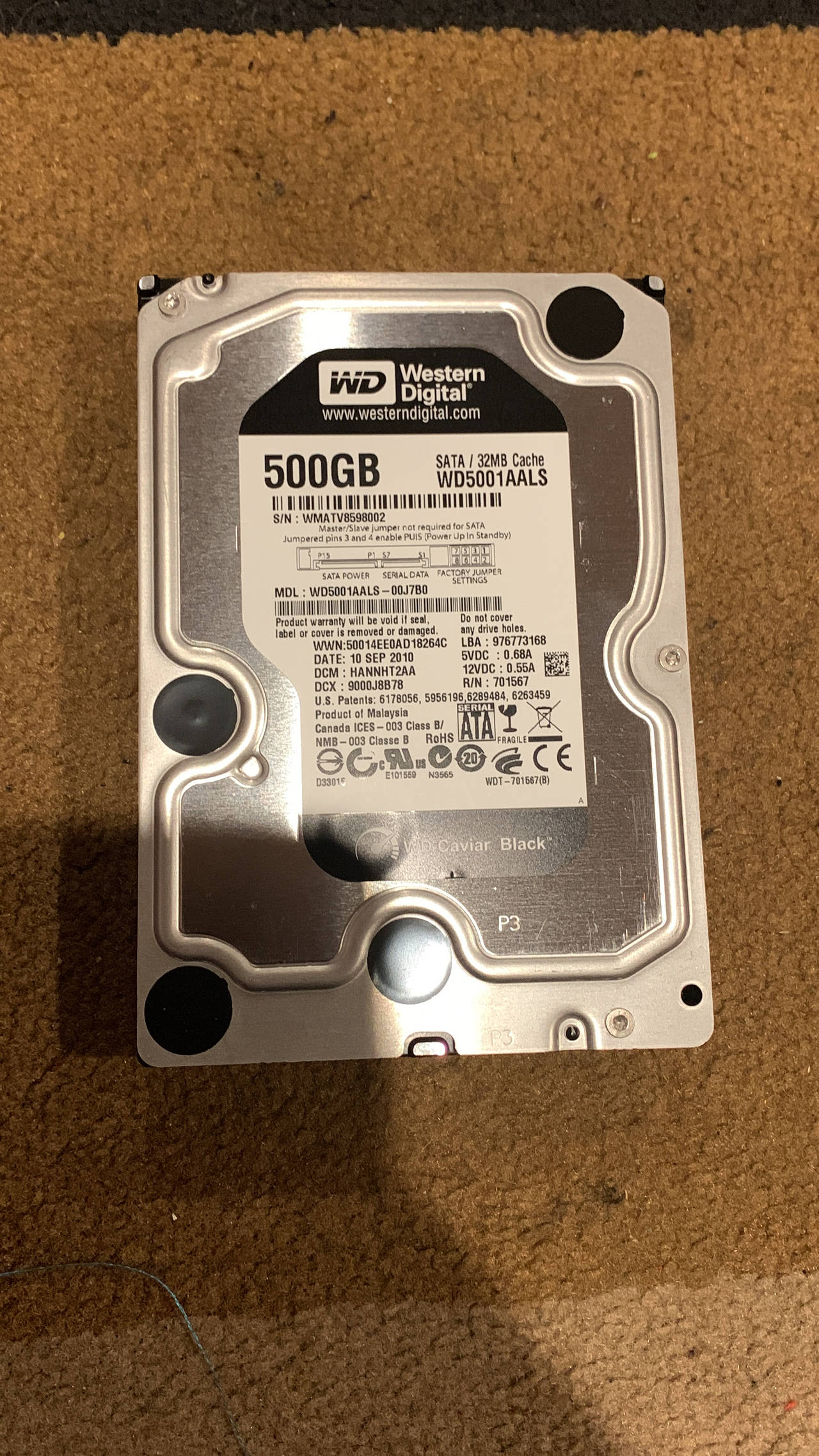 Western Digital Caviar Black 500GB Hard Drive