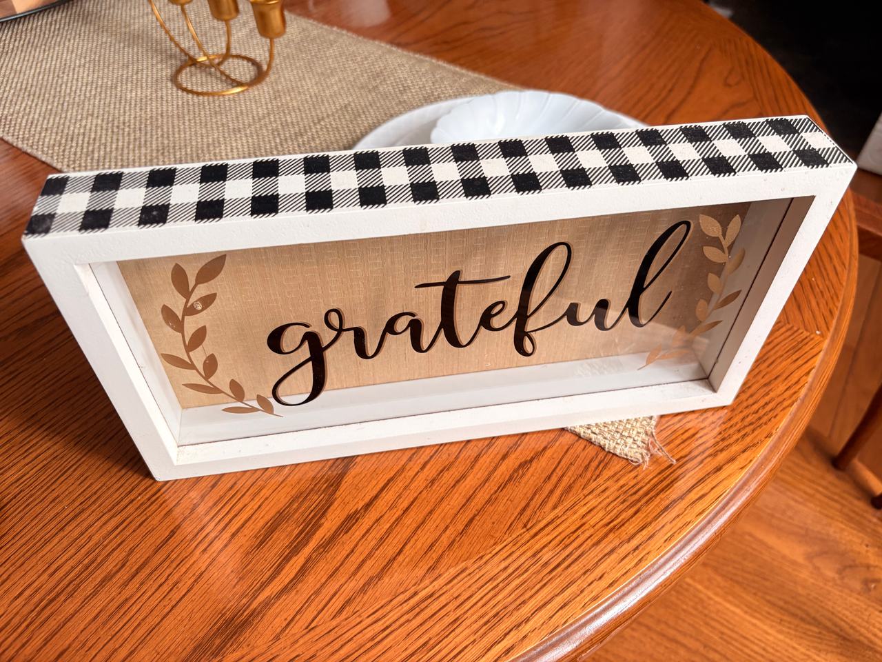 Grateful Buffalo Plaid Shadow Box Sign