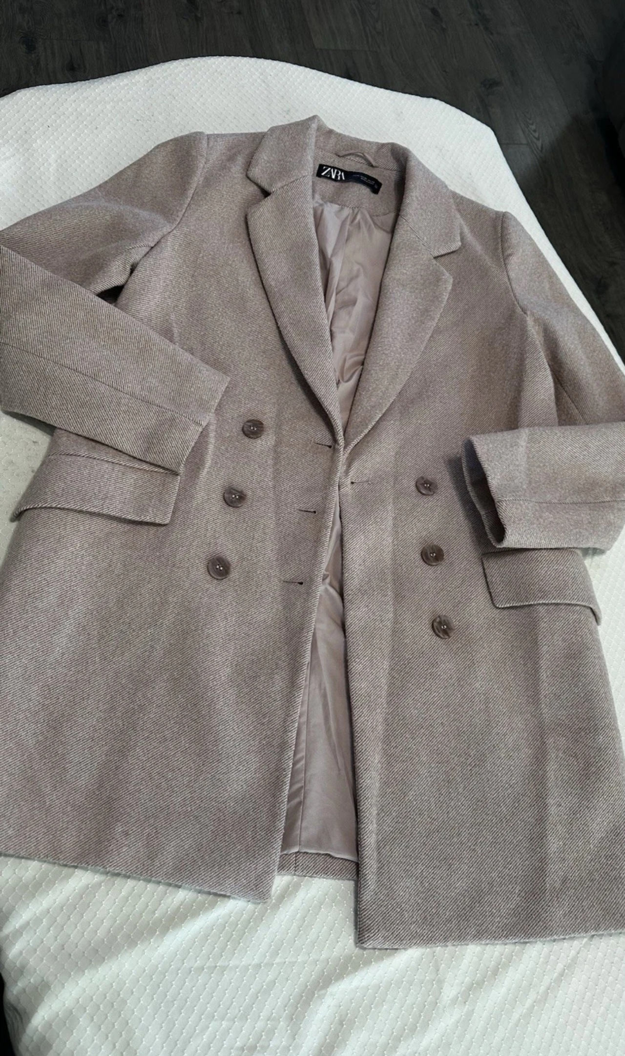 Zara Double-Breasted Wool Blend Coat
