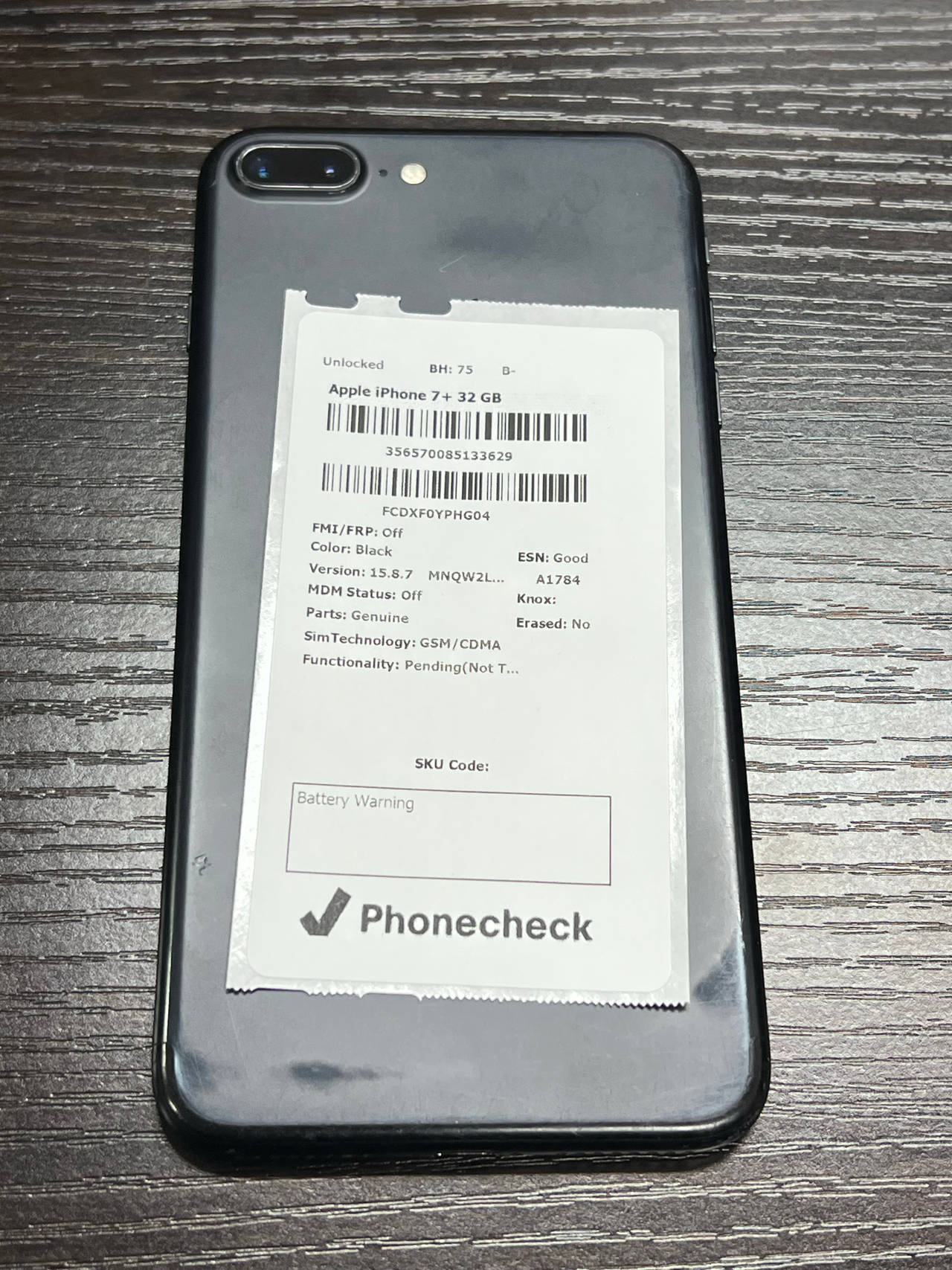 Apple iPhone 7 Plus 32GB Black unlocked 75% battery health
