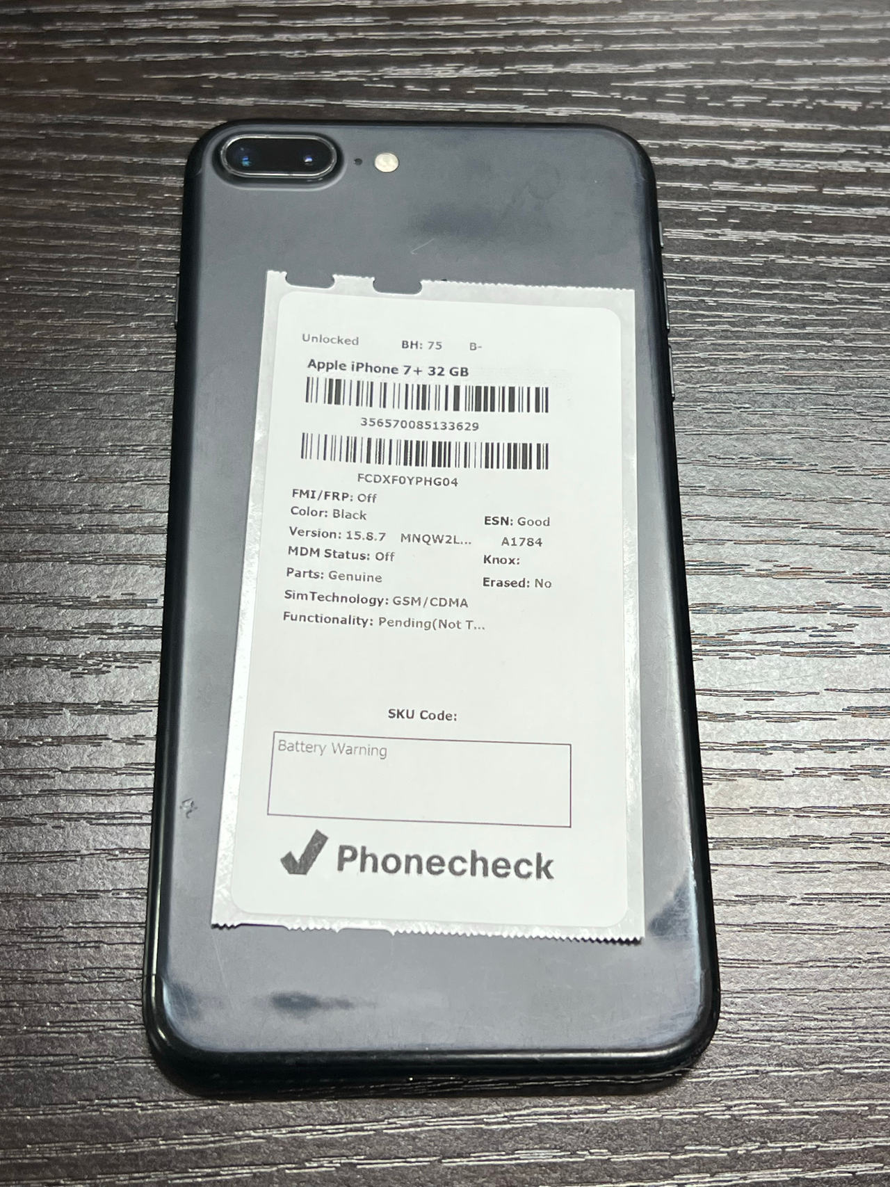 Apple iPhone 7 Plus 32GB Black unlocked 75% battery health