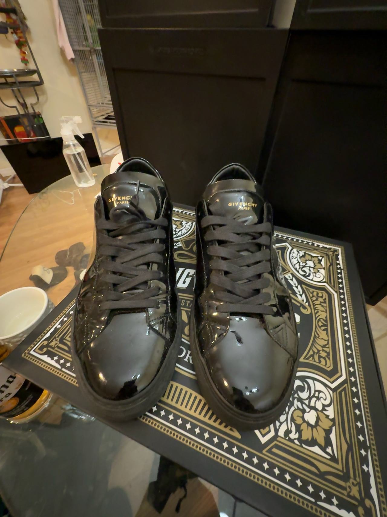 Louis Vuitton Frontrow Black Patent Leather Low Top Sneakers
