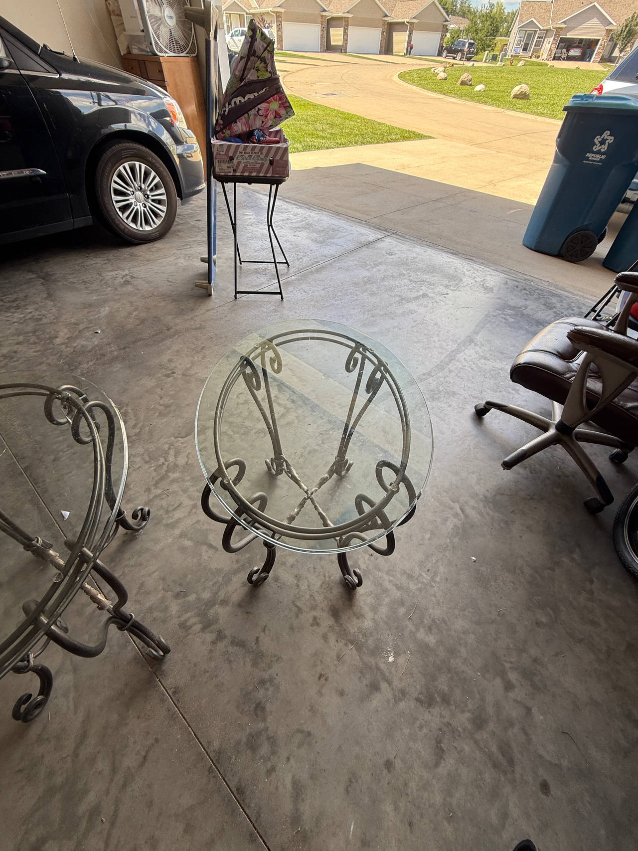 Glass Top Metal End Table
