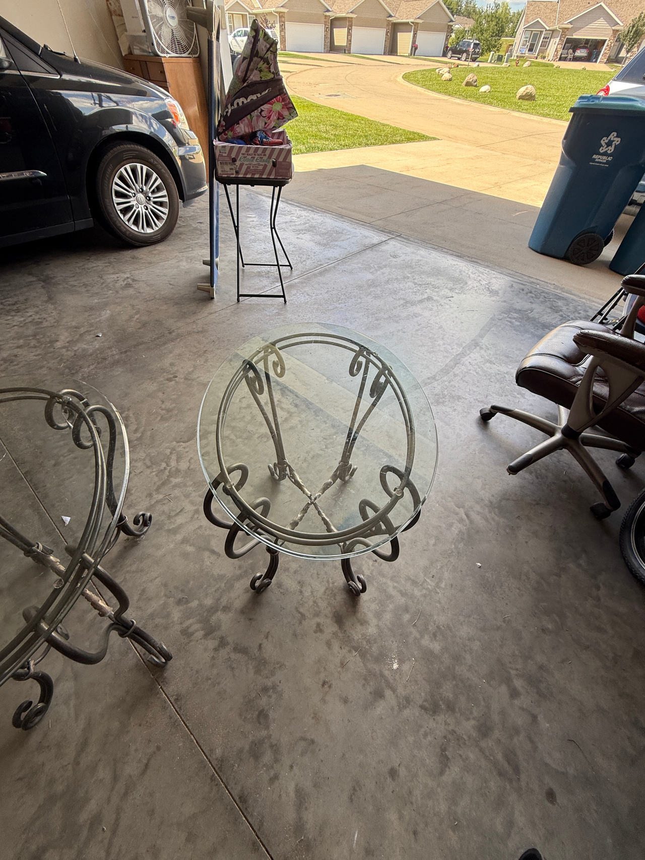 Glass Top Metal End Table