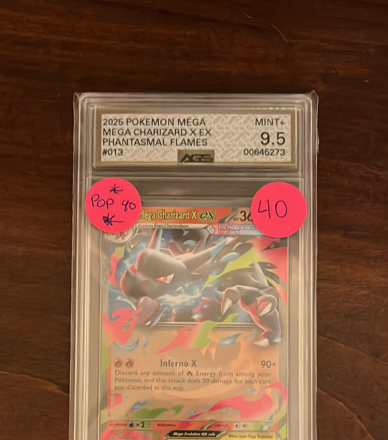 2025 Pokemon Mega Charizard X EX Phantasmal Flames #013 AGS 9.5