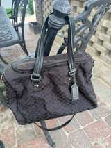 Coach Signature Jacquard Satchel Bag With Shoulder Strap Black Logo - Image 1