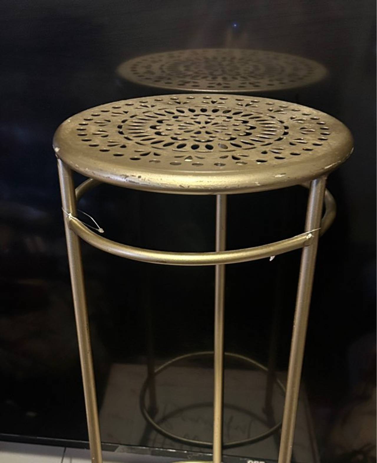 Gold Metal Cut-Out Plant Stand
