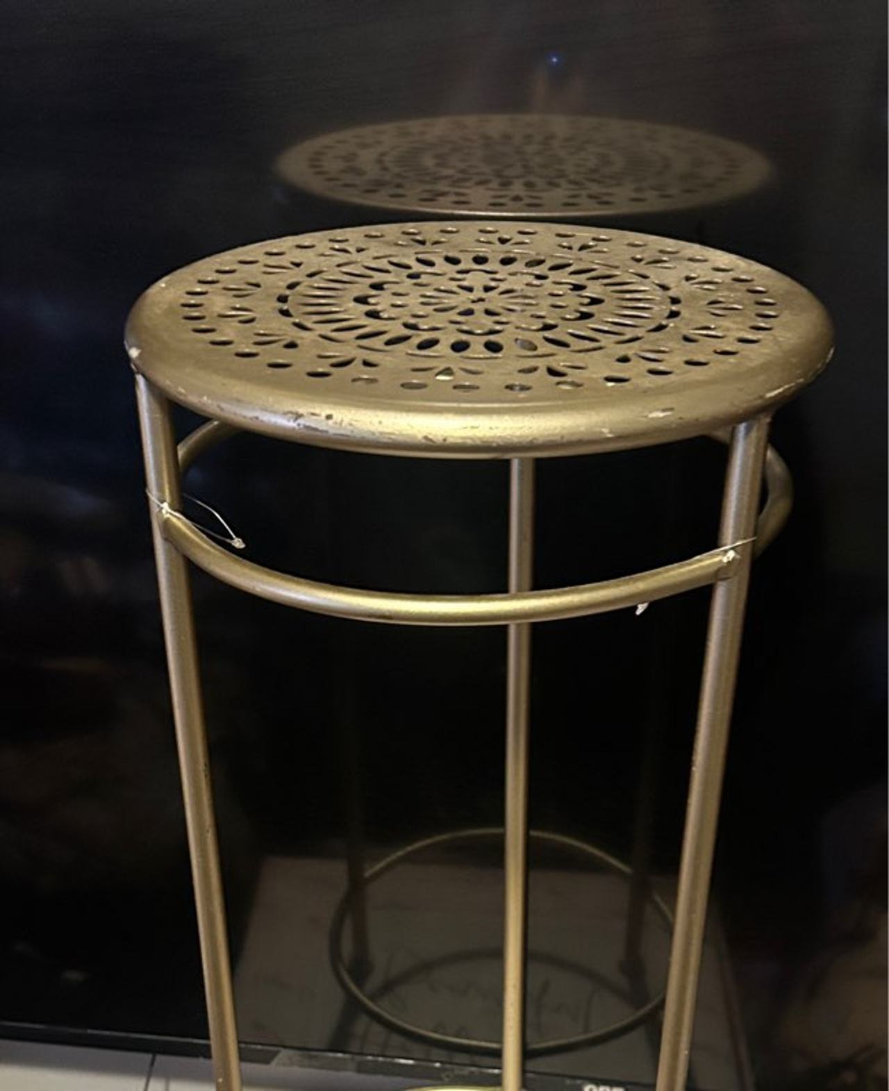 Gold Metal Cut-Out Plant Stand