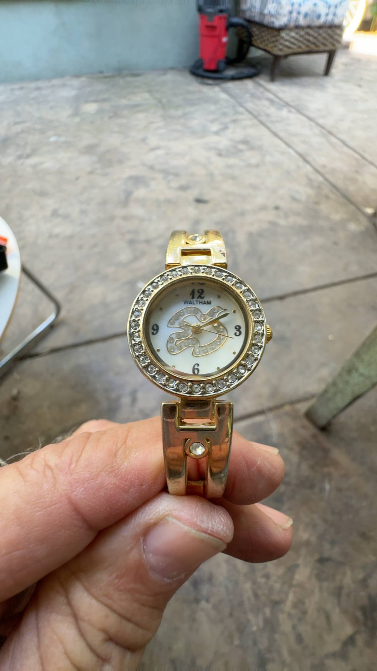 Waltham Women's Gold Tone Crystal Dial Watch