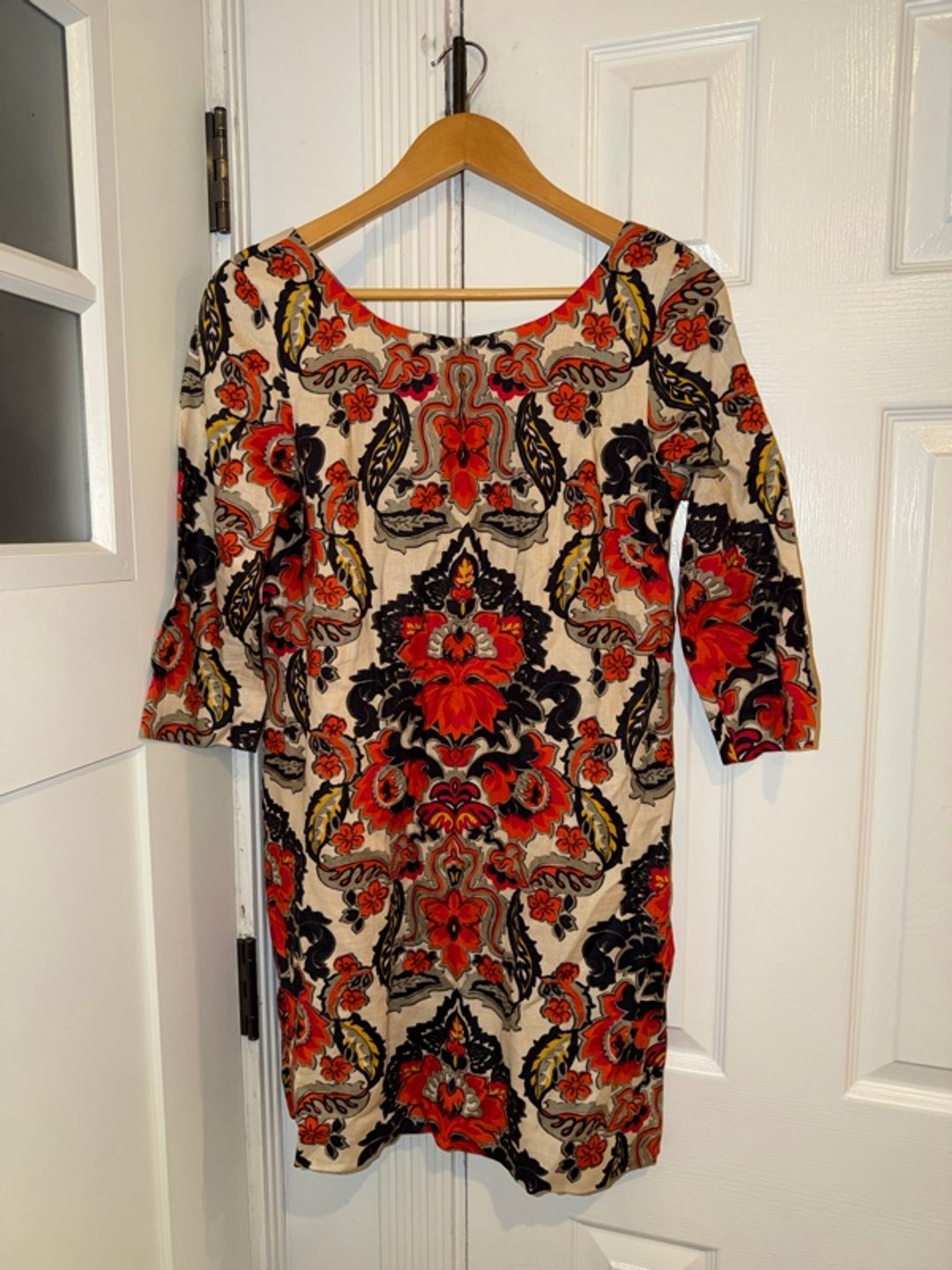 J. Crew Dress 6P Antonia paisley print linen tunic dress