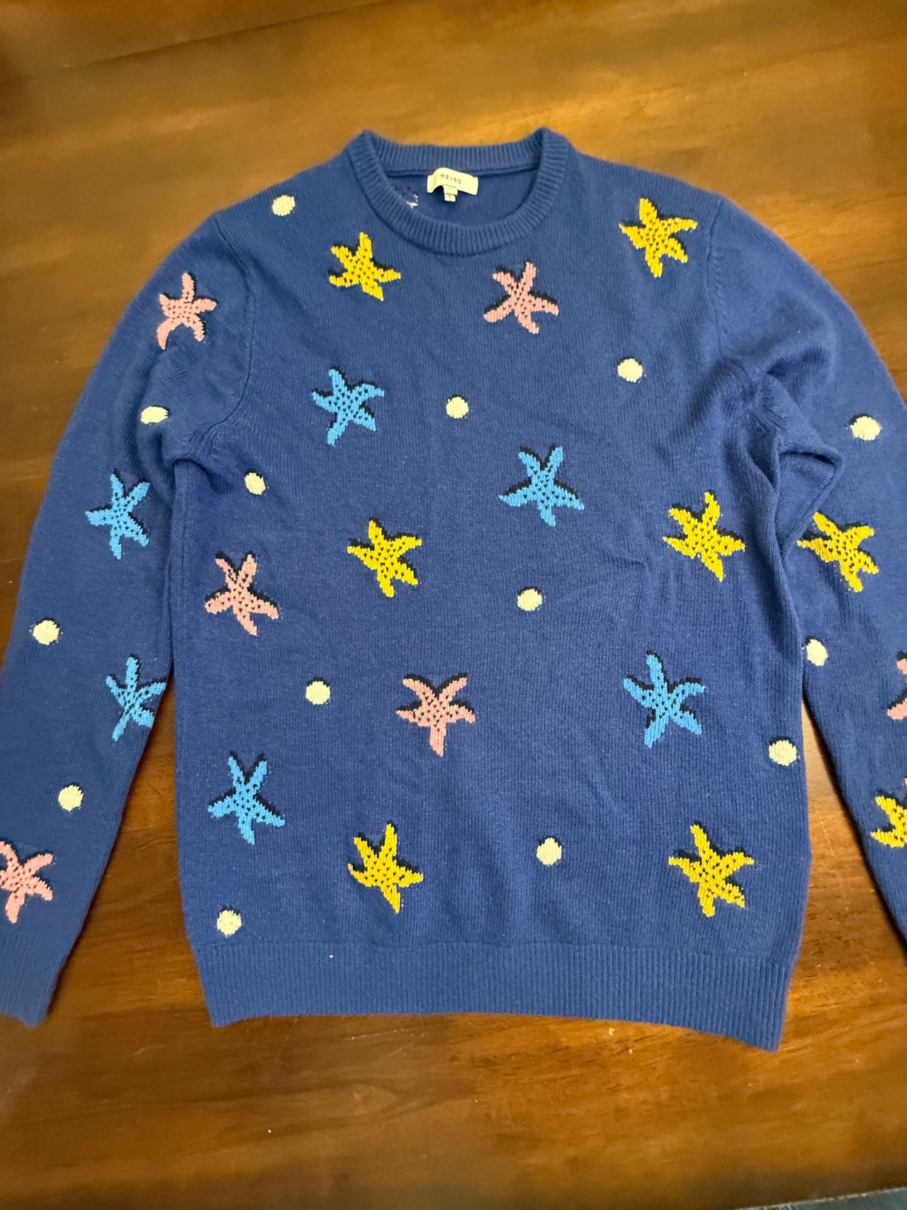 Reiss Starfish Intarsia Knit Sweater Large