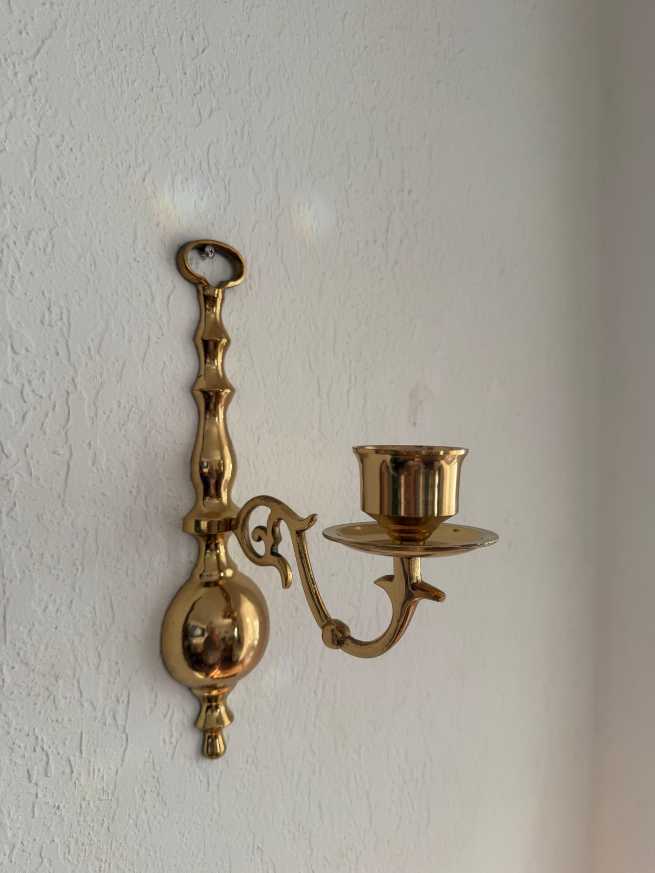Vintage Brass Wall Sconce Candle Holders (2) - Pair