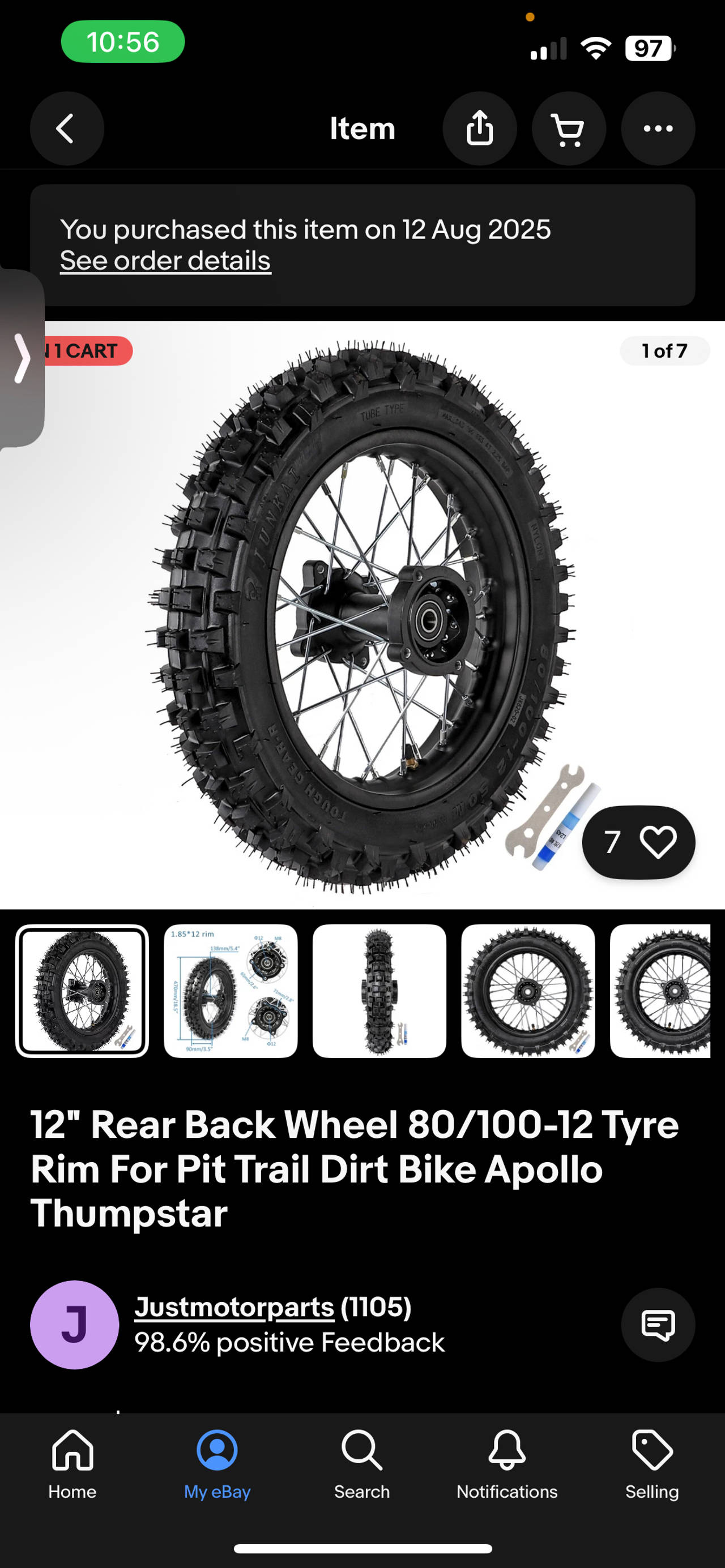 12" Rear Back Wheel 80/100-12 Tyre Rim