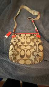 Coach Signature File Bag with Orange Trim - Image 3
