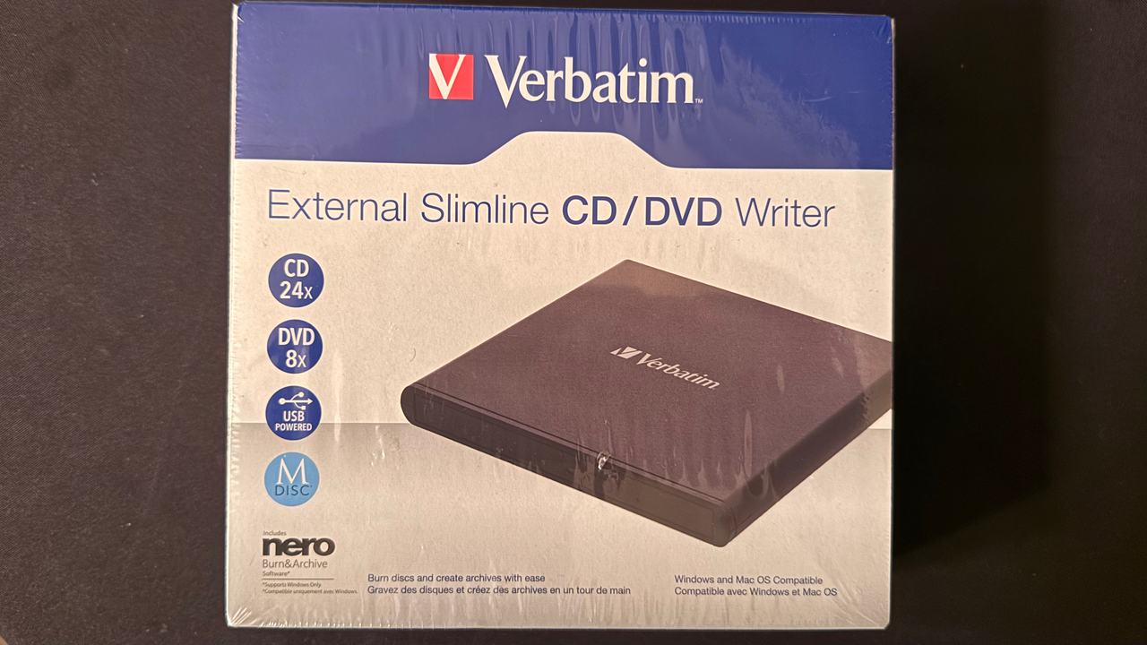 Verbatim External Slimline CD/DVD Writer with Nero software (NEW IN BOX)
