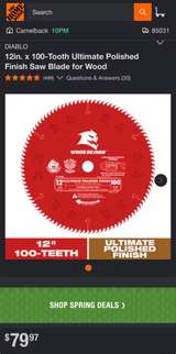 Diablo 12 in. x 100-Teeth Ultimate Polished Finish Circular Saw Blade - Image 2
