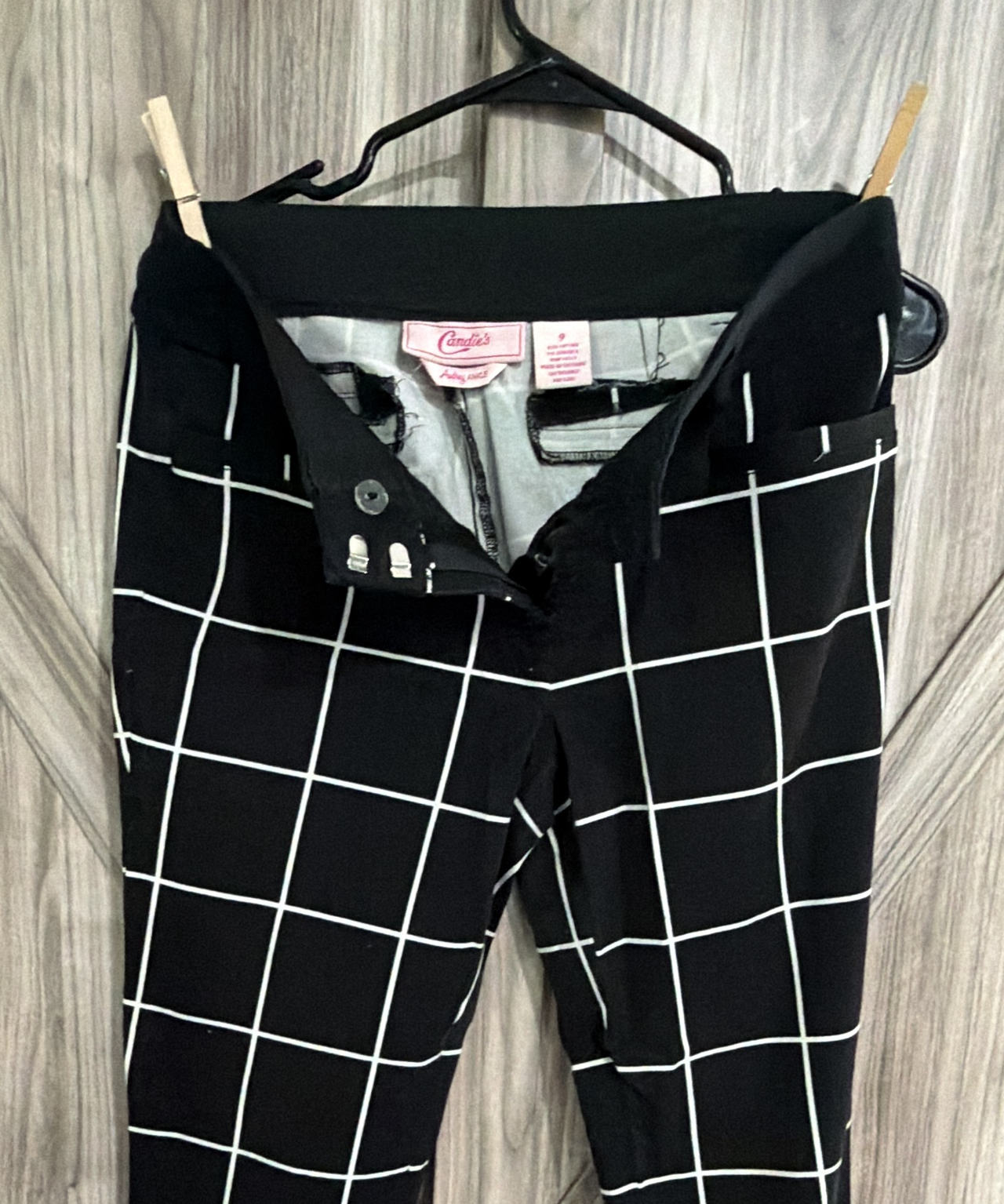 Vintage Candie's Audrey Windowpane Plaid Ankle Pants size 9