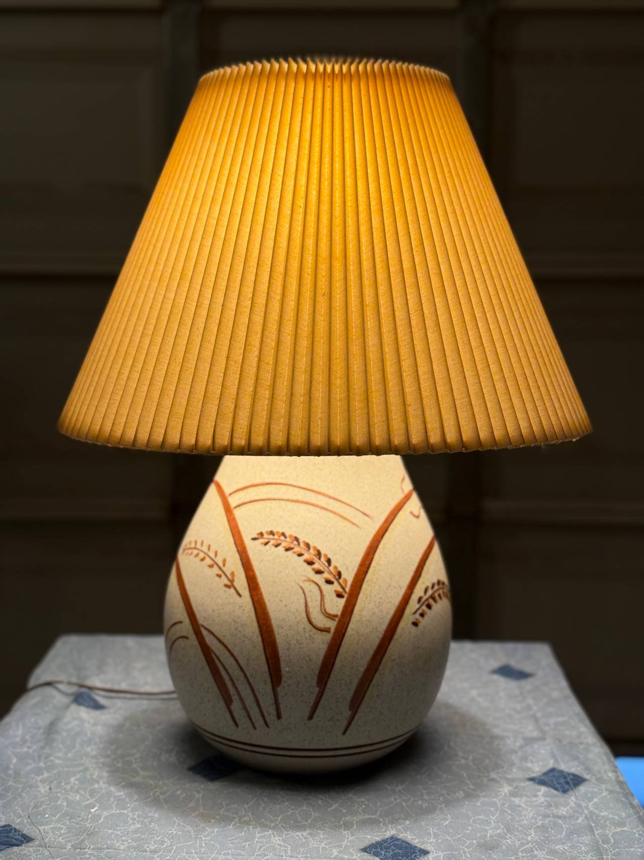 Ceramic Table Lamp with Pleated Shade