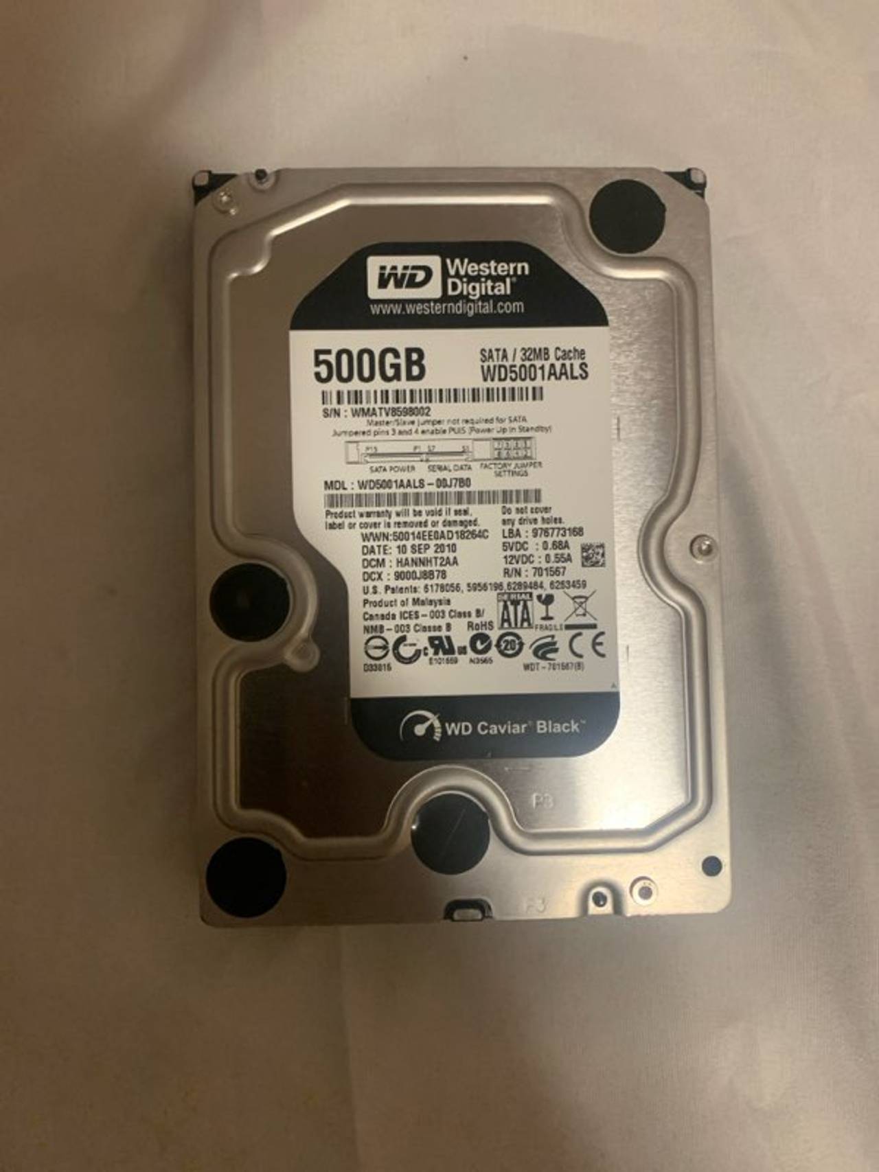 Western Digital Caviar Black 500GB Hard Drive