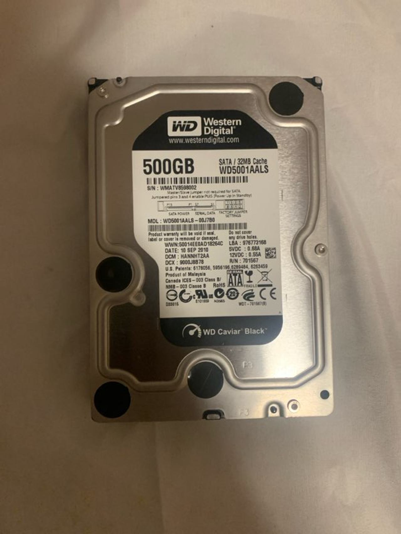 Western Digital Caviar Black 500GB Hard Drive