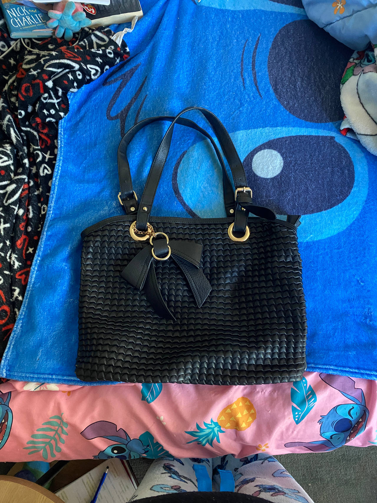 Black Woven Tote Bag