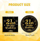 40 Pcs 21st Birthday Decorations for Him Men,Happy 21 Bday Decor Black and Gold - Image 3