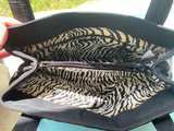 Vera Bradley Black Quilted Tote Bag Zebra Lining Shoulder Handbag - Image 2