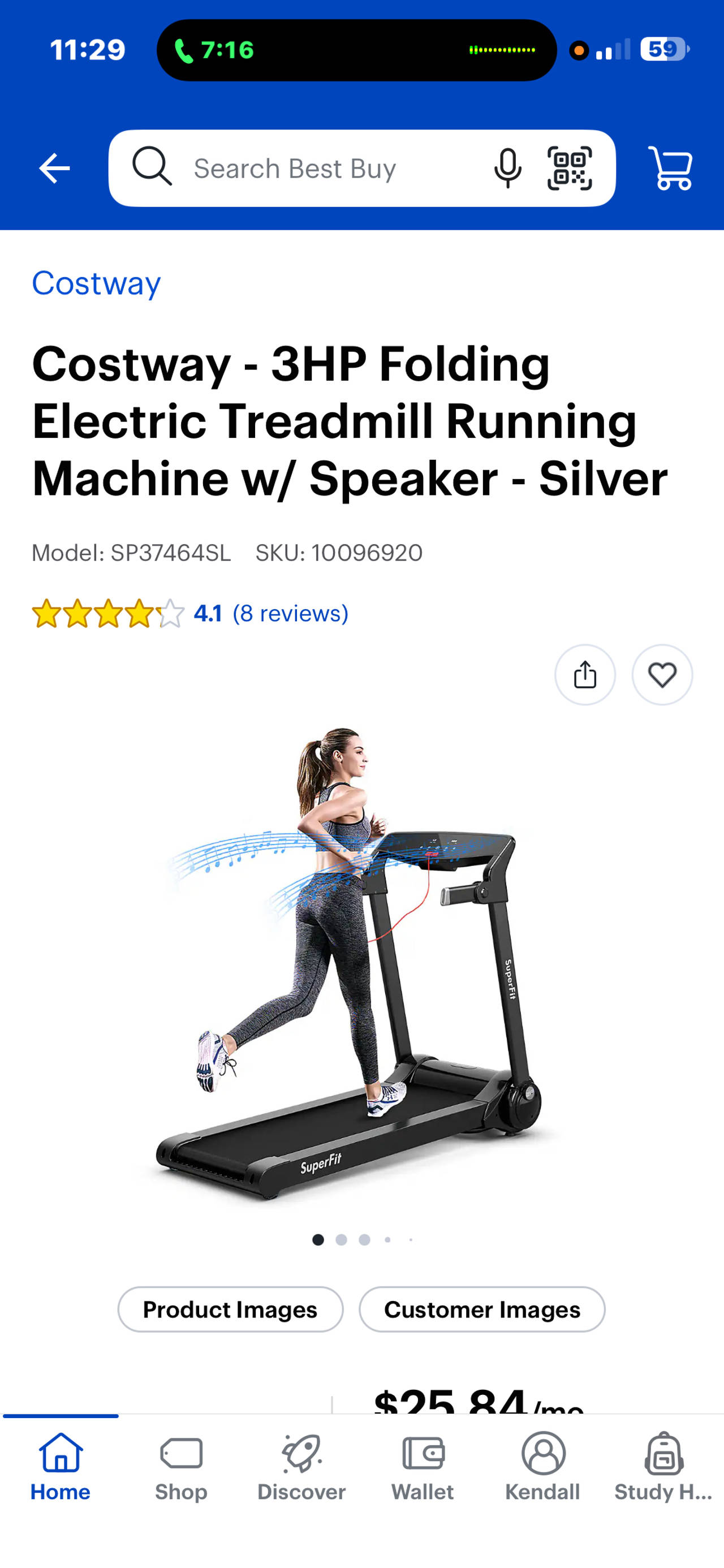 Costway 3HP Folding Electric Treadmill Running Machine w/ Speaker - Silver