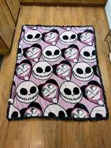Disney Nightmare Before Christmas Jack and Sally Pink Ruffle Blanket - Image 2
