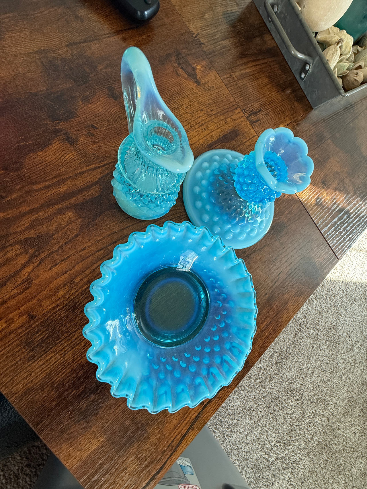 Fenton Blue Opalescent Hobnail Glass Collection