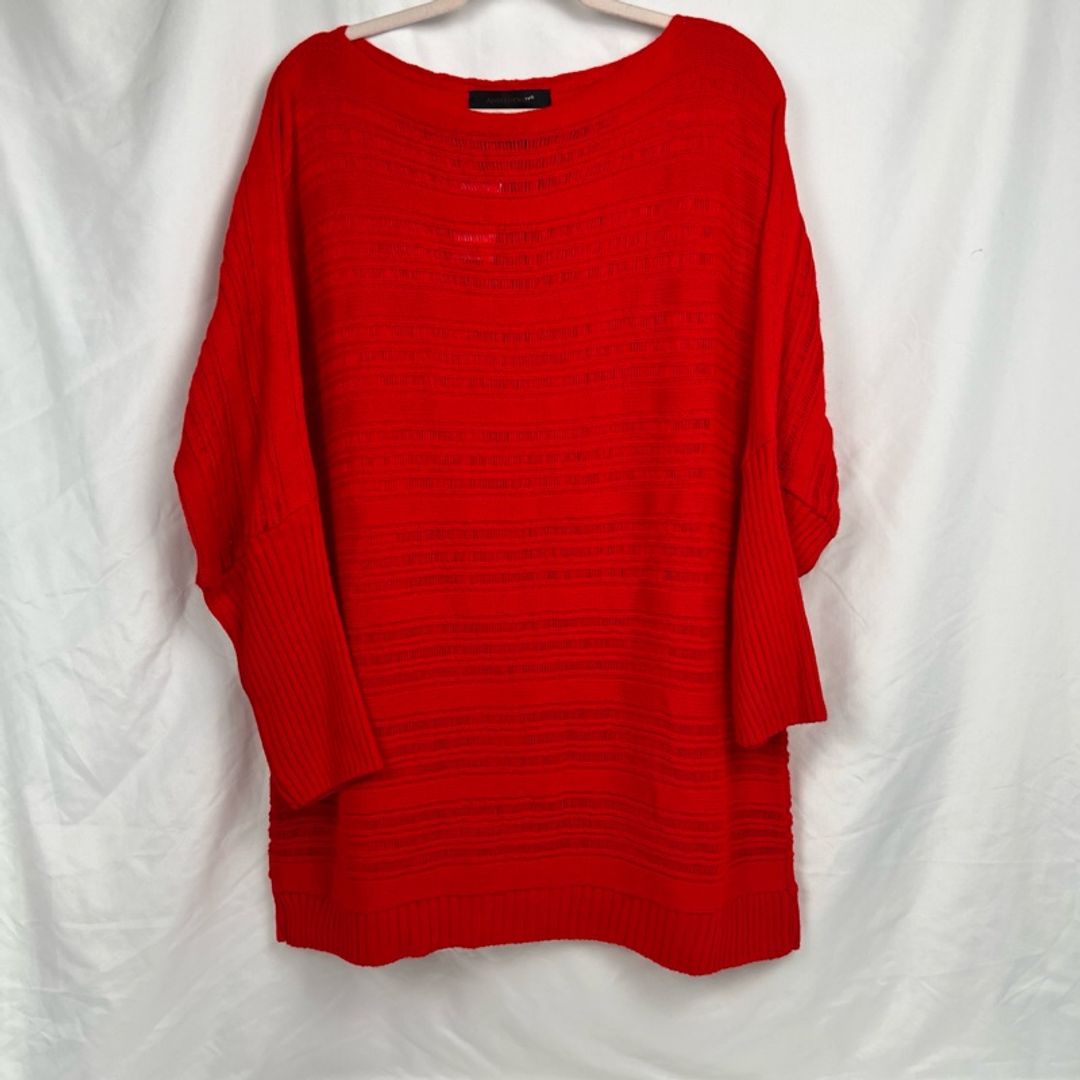 Ashley Stewart Women’s Plus Size 22/24 Red Ribbed Knit Tunic Sweater NWT