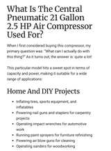 Central Pneumatic 2.5 HP 21-Gallon Vertical Air Compressor - Image 2