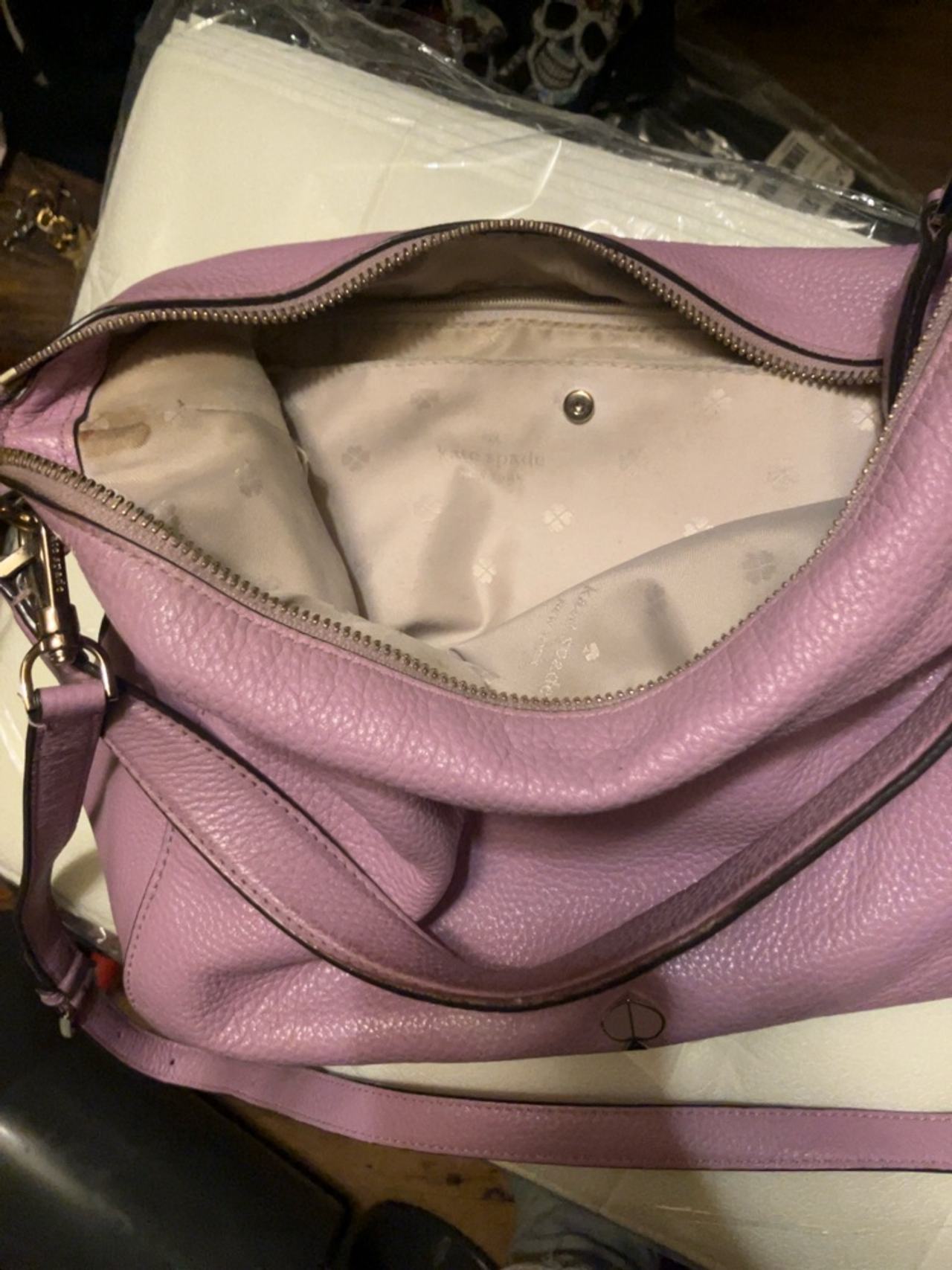 Coach Lavender Pebble Leather Satchel