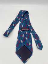 Vintage Michael Jacobs Collection Hand Sewn Silk Tie Blue Graphic Pattern - Image 2