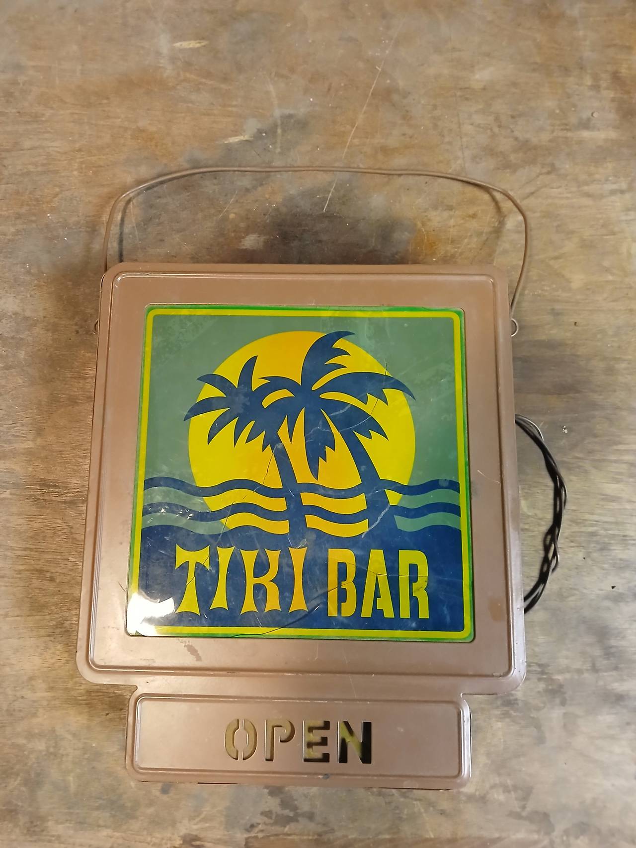 Vintage Tiki Bar Lighted Open Sign