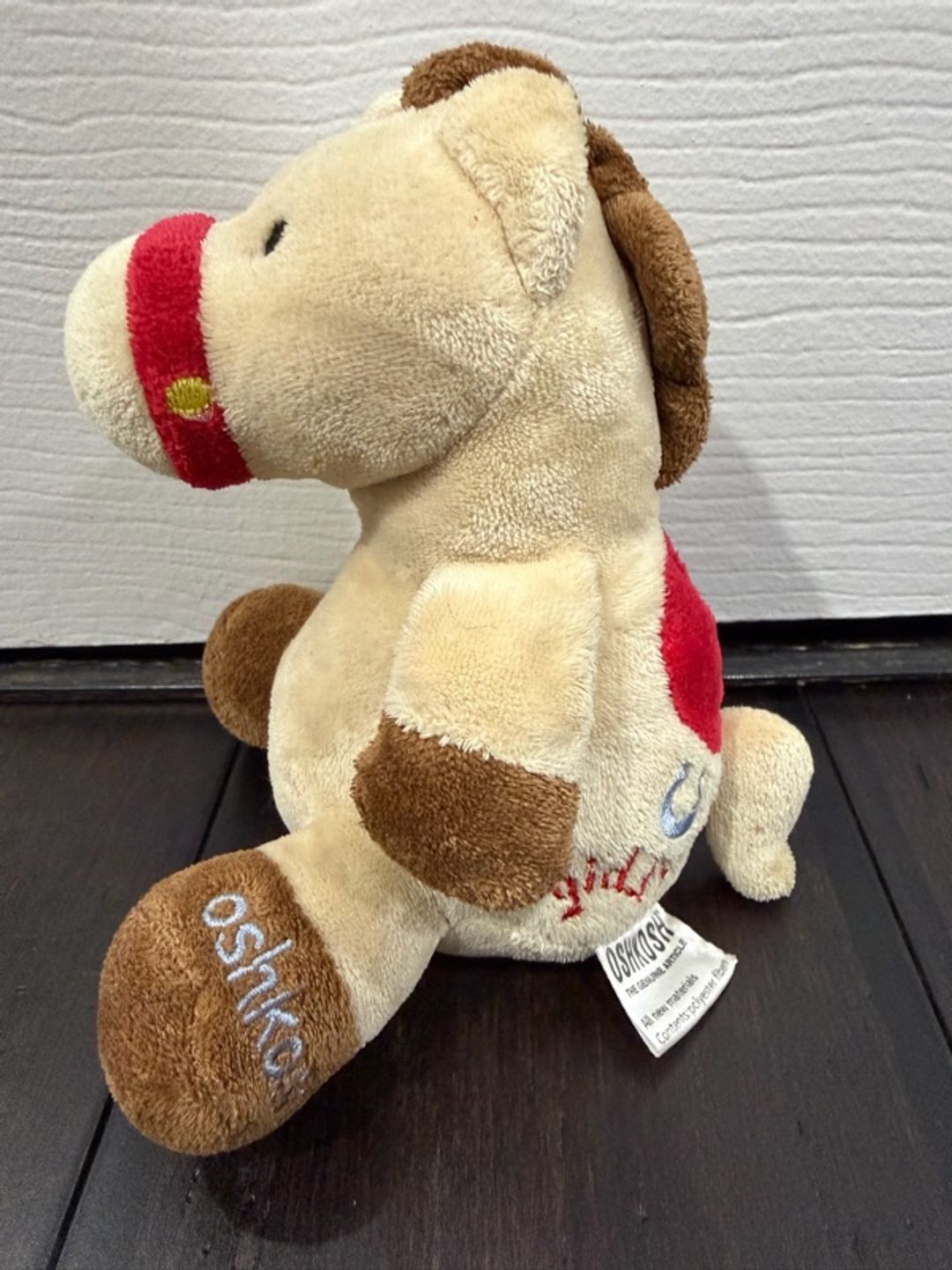 Oshkosh Plush Baby Rattle Pony Horse Tan Brown