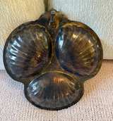 Vintage Silver Plate Triple Shell Serving Dish with Handle - Image 2
