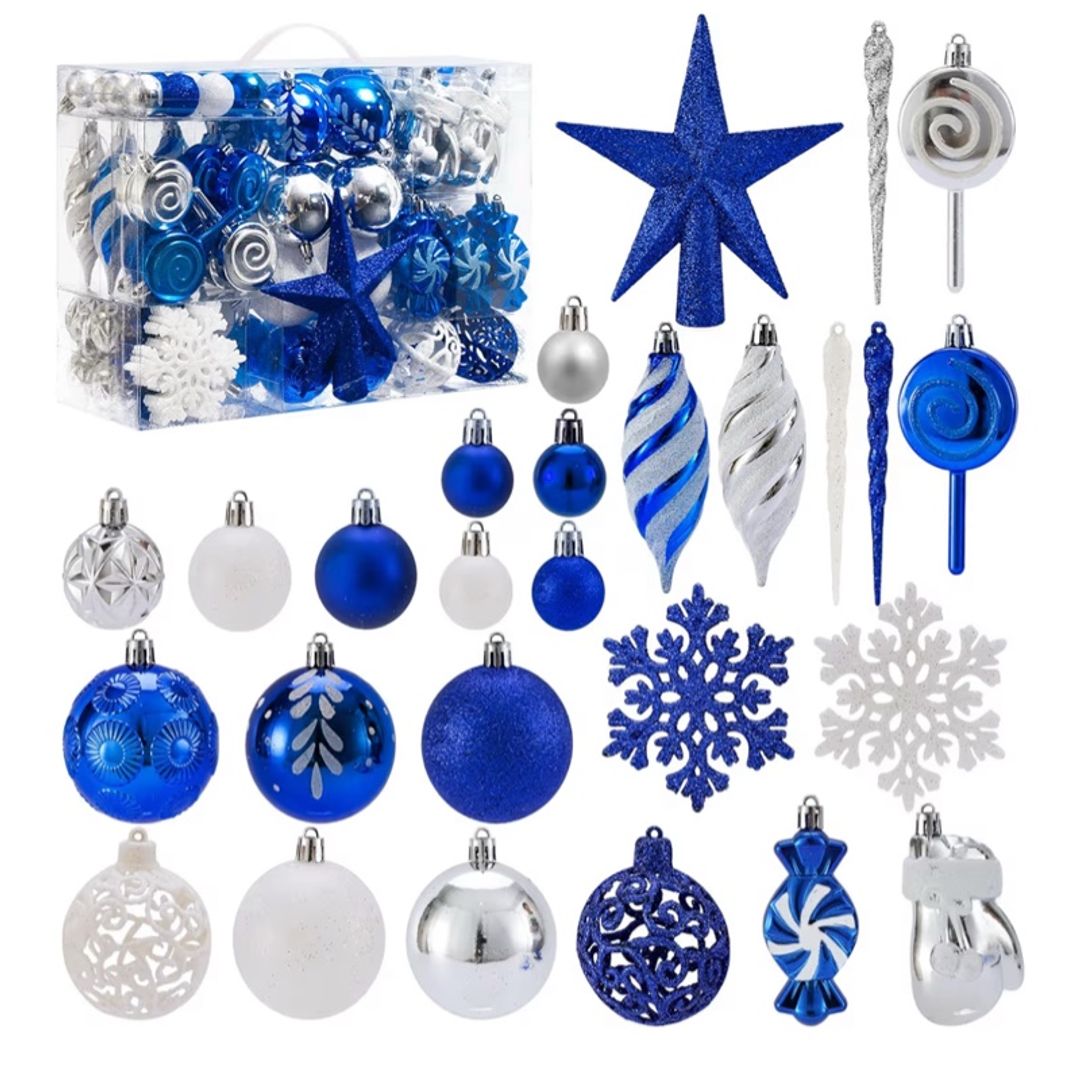 130 Pcs Christmas Ball Ornaments, Christmas Tree Decoration Set Red Christmas