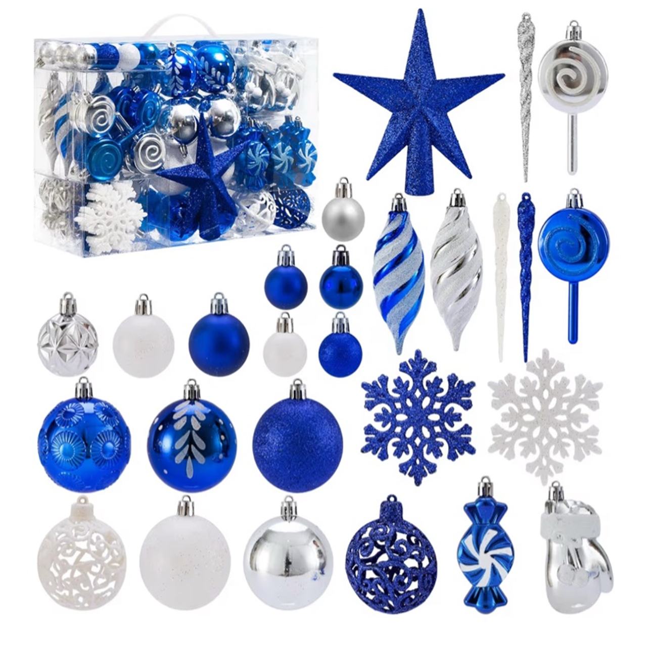 130 Pcs Christmas Ball Ornaments, Christmas Tree Decoration Set Red Christmas