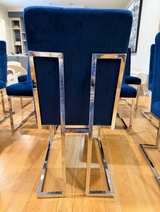 11 Modern Tufted Velvet Dining Chairs – Navy Blue – Chrome Base – Excellent Cond - Image 3