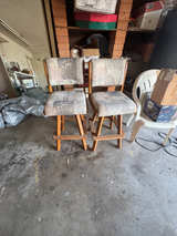 Vintage Upholstered Swivel Bar Stools - Image 1